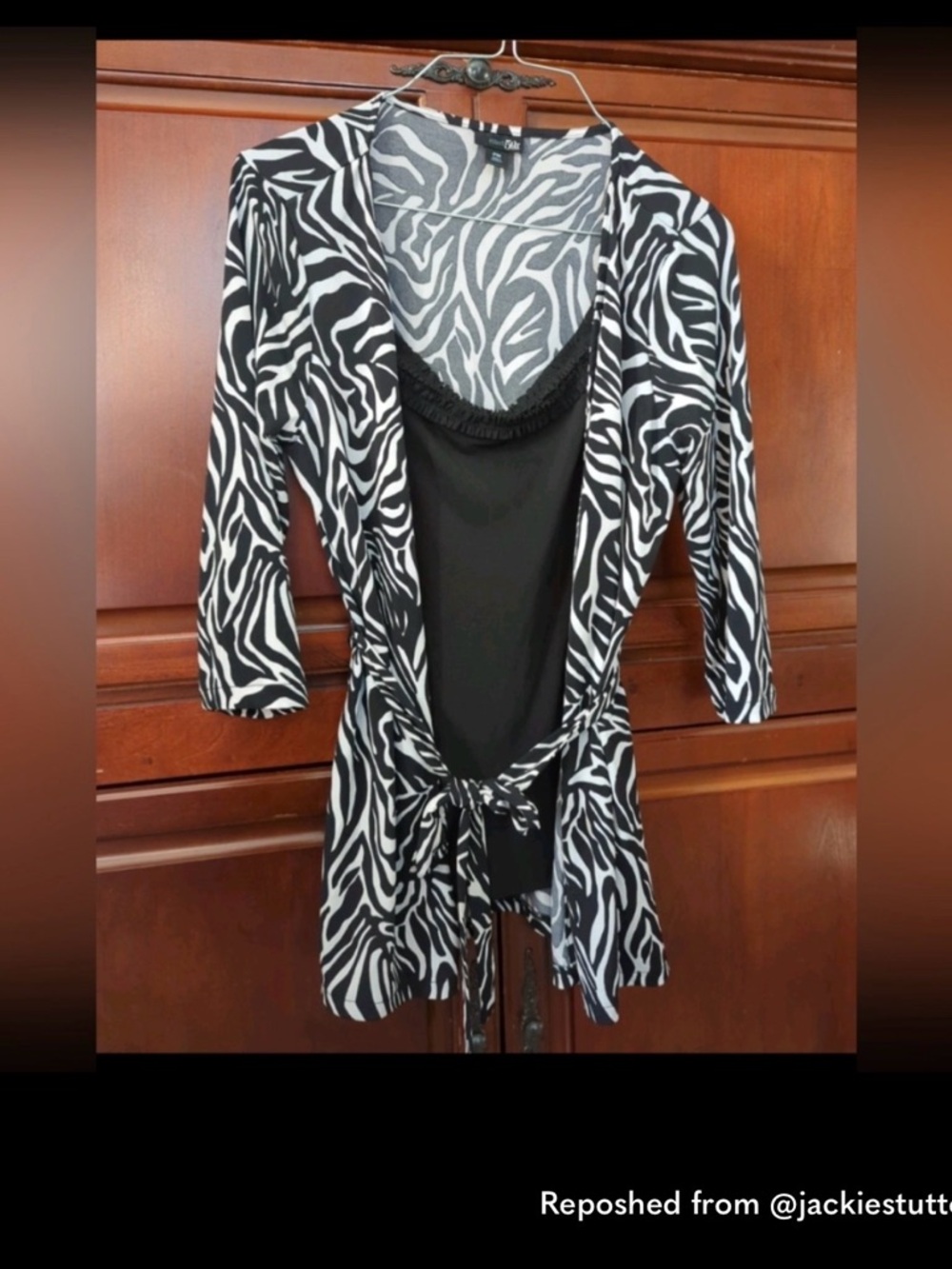 East 5th Black and White Zebra Print Top